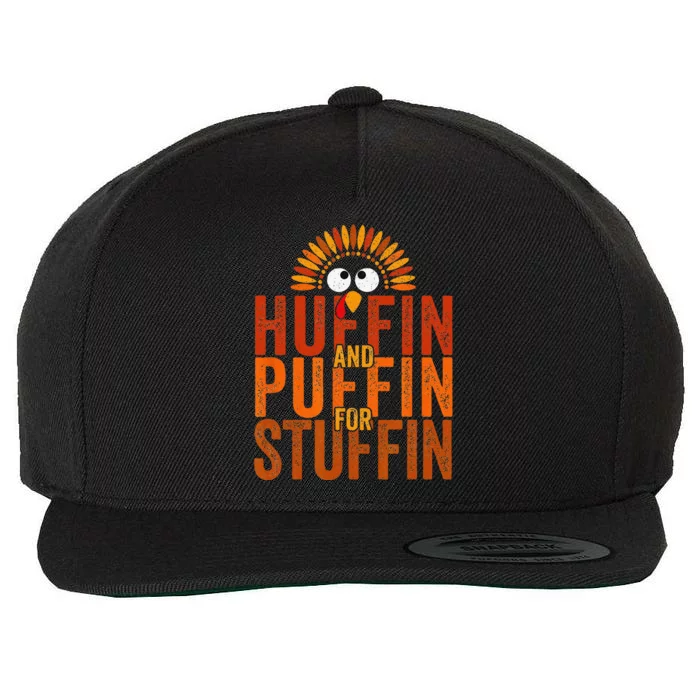 Thanksgiving Run Turkey Trot Huffin And Puffin For Stuffin Wool Snapback Cap