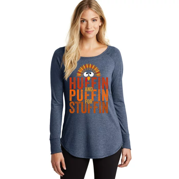 Thanksgiving Run Turkey Trot Huffin And Puffin For Stuffin Women's Perfect Tri Tunic Long Sleeve Shirt