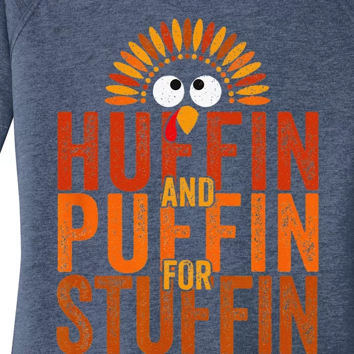 Thanksgiving Run Turkey Trot Huffin And Puffin For Stuffin Women's Perfect Tri Tunic Long Sleeve Shirt