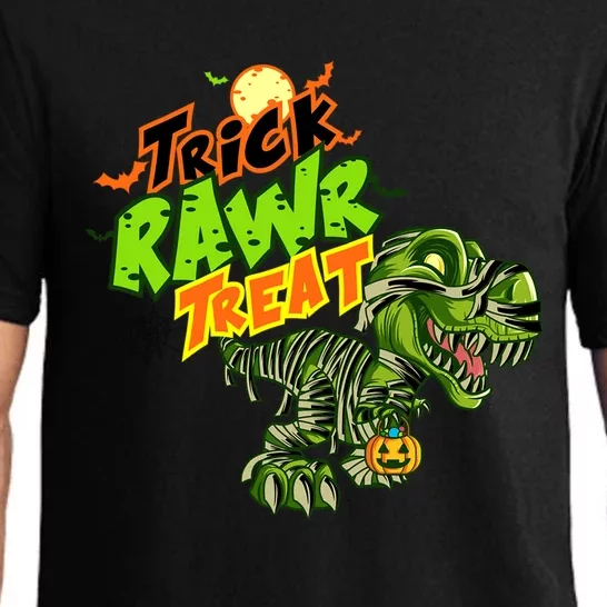 Trick Rawr Treat Dinosaur Pumpkin Halloween Gift Pajama Set