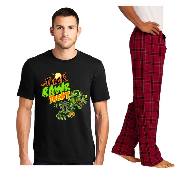 Trick Rawr Treat Dinosaur Pumpkin Halloween Gift Pajama Set