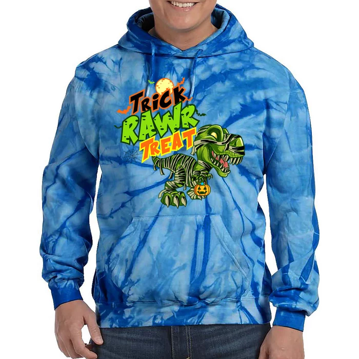 Trick Rawr Treat Dinosaur Pumpkin Halloween Gift Tie Dye Hoodie