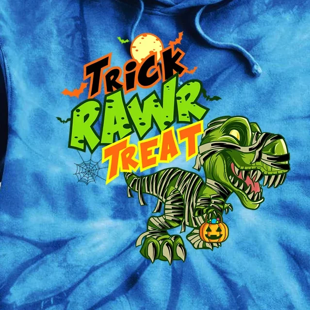 Trick Rawr Treat Dinosaur Pumpkin Halloween Gift Tie Dye Hoodie