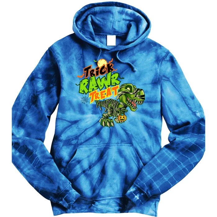 Trick Rawr Treat Dinosaur Pumpkin Halloween Gift Tie Dye Hoodie