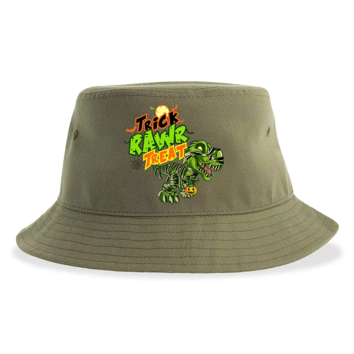 Trick Rawr Treat Dinosaur Pumpkin Halloween Gift Sustainable Bucket Hat