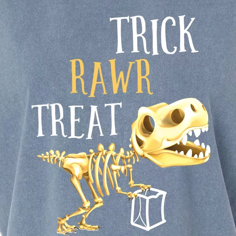 Trick Rawr Treat Dinosaur T Rex Skeleton Trick Or Treat Pun Great Gift Garment-Dyed Women's Muscle Tee