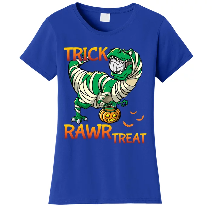 Trick Rawr Treat T Rex Dinosaur Halloween Volleyball Player Gift Women's T-Shirt