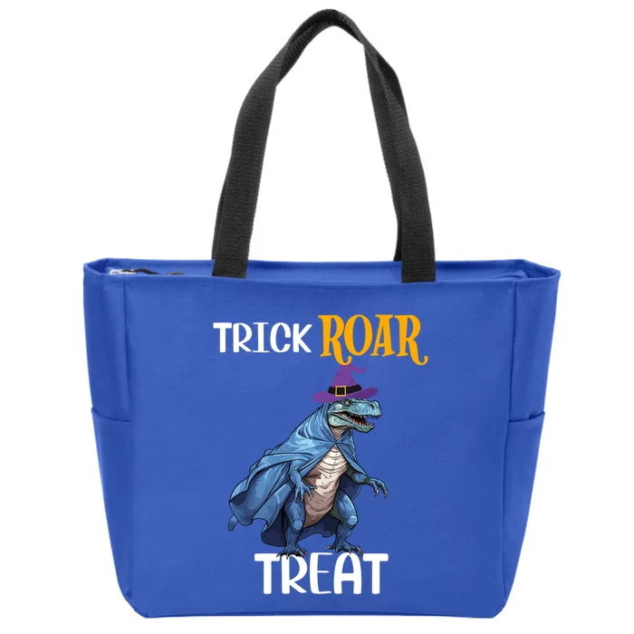 Trick Rawr Treat Halloween TRex Dinosaur Witch Gift Zip Tote Bag