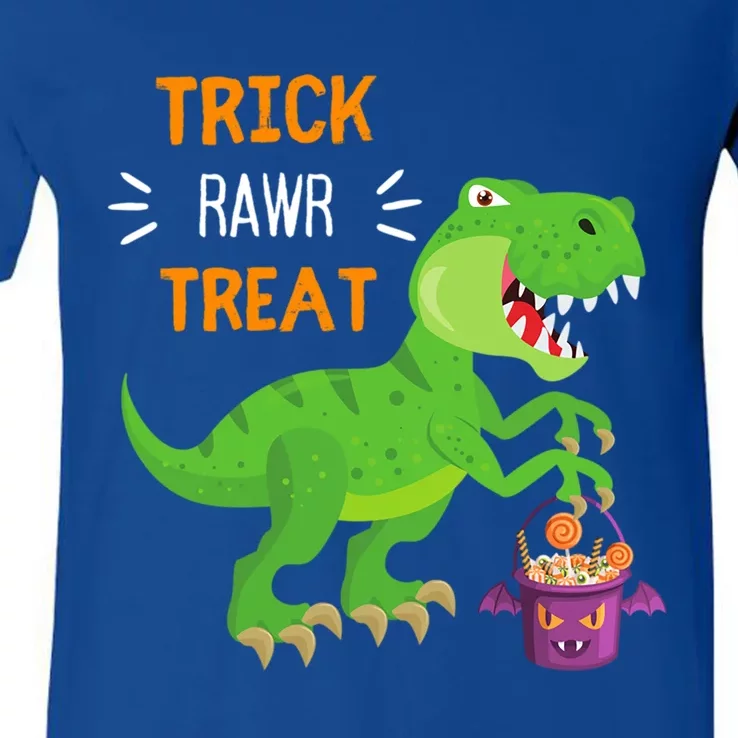 Trick Rawr Treat TRex Dinosaur Funny Halloween Funny Gift V-Neck T-Shirt