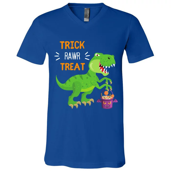 Trick Rawr Treat TRex Dinosaur Funny Halloween Funny Gift V-Neck T-Shirt