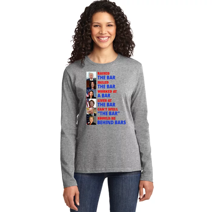 Trump Raised The Bar Harris Failed The Bar Ladies Long Sleeve Shirt