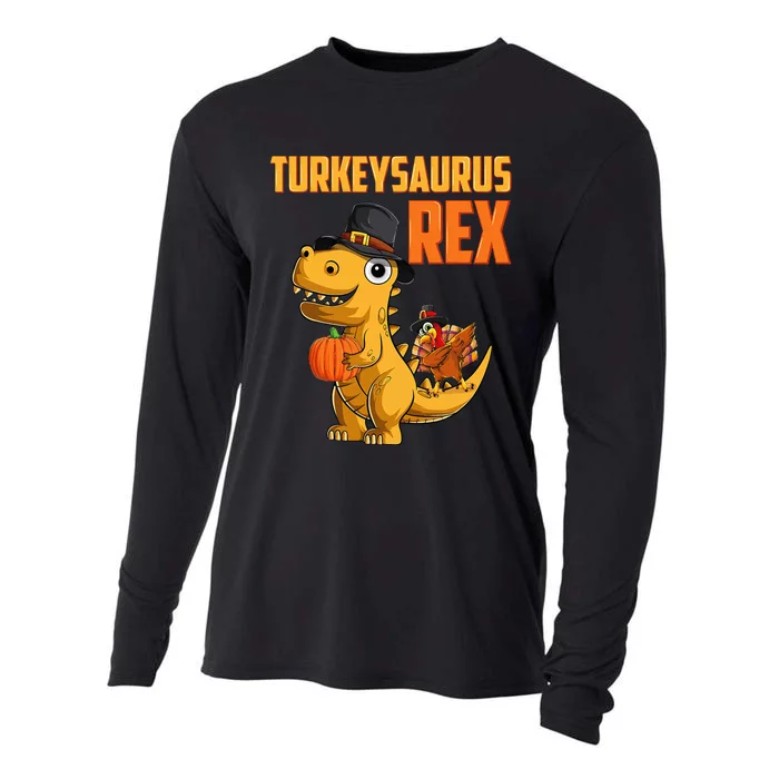 Turkeysaurus Rex Turkey Dino Thanksgiving Cooling Performance Long Sleeve Crew