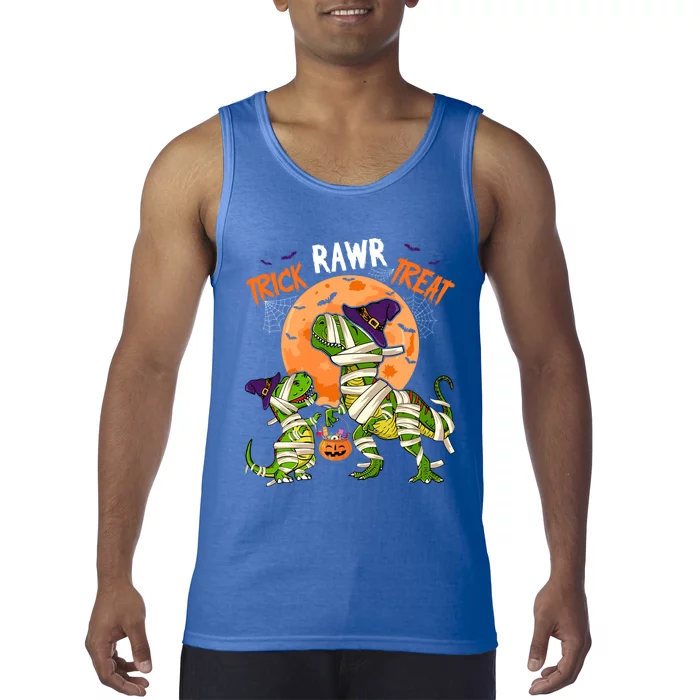 Trick Rawr Treat Costume Two Halloween TRexes As Mummies Gift Tank Top