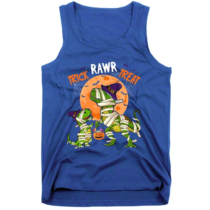 Trick Rawr Treat Costume Two Halloween TRexes As Mummies Gift Tank Top