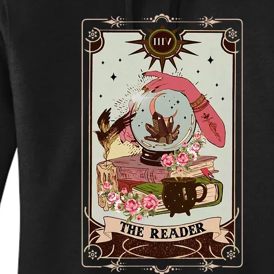 The Reader Tarot Card Witch Vibes Reading Bookworm Bookish Women's Pullover Hoodie