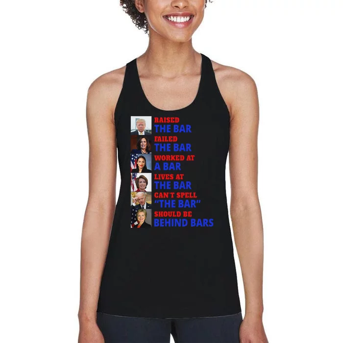 Trump Raised The Bar Harris Failed The Bar Political Humor Women's Racerback Tank