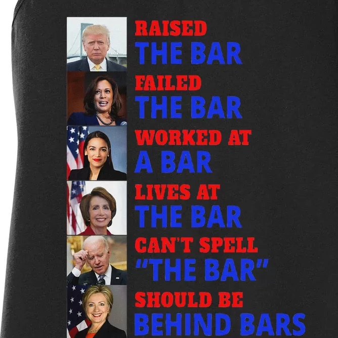 Trump Raised The Bar Harris Failed The Bar Political Humor Women's Racerback Tank