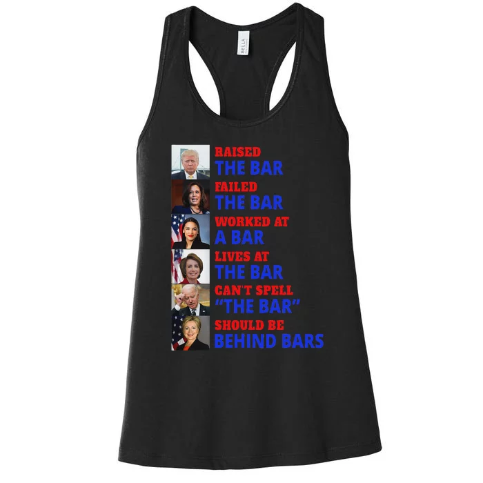 Trump Raised The Bar Harris Failed The Bar Political Humor Women's Racerback Tank