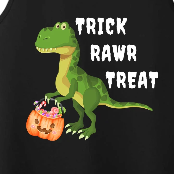 Trick Rawr Treat Cute T Rex Tyrannosaurus Dinosaur Halloween Cool Gift Performance Tank