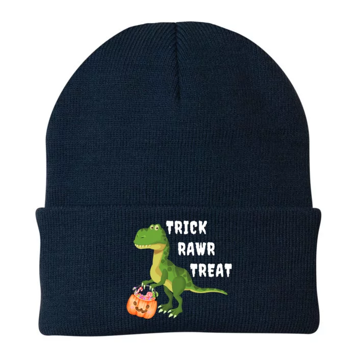 Trick Rawr Treat Cute T Rex Tyrannosaurus Dinosaur Halloween Cool Gift Knit Cap Winter Beanie