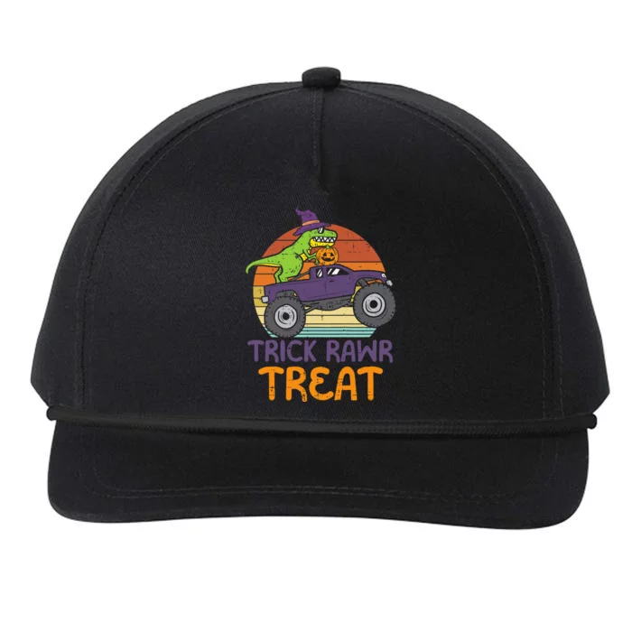 Trick Rawr Treat Dinosaur Monster Truck Halloween Boy Snapback Five-Panel Rope Hat