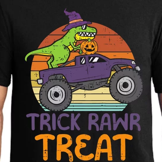 Trick Rawr Treat Dinosaur Monster Truck Halloween Boy Pajama Set