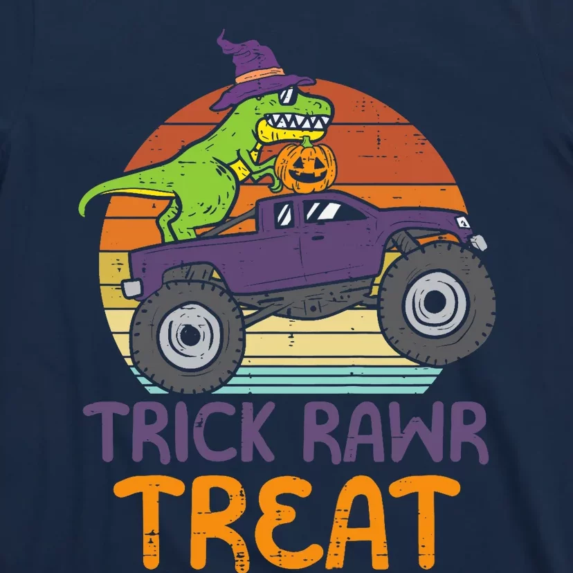 Trick Rawr Treat Dinosaur Monster Truck Halloween Boy T-Shirt