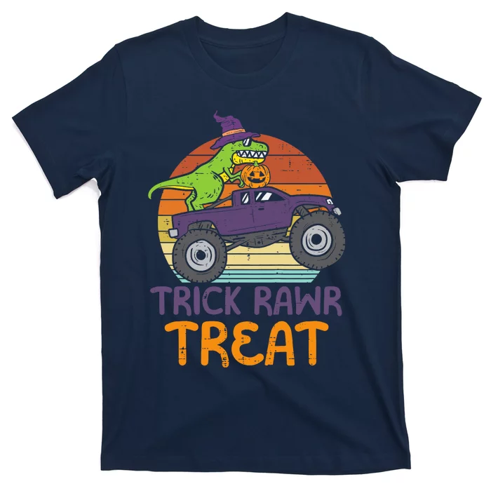 Trick Rawr Treat Dinosaur Monster Truck Halloween Boy T-Shirt