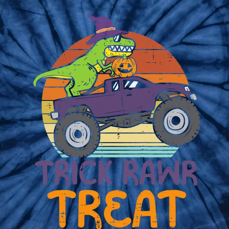 Trick Rawr Treat Dinosaur Monster Truck Halloween Boy Tie-Dye T-Shirt