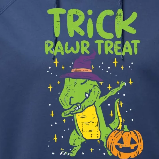 Trick Rawr Treat Dabbing Dinosaur Trex Halloween Cool Gift Performance Fleece Hoodie