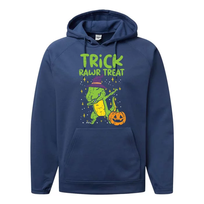 Trick Rawr Treat Dabbing Dinosaur Trex Halloween Cool Gift Performance Fleece Hoodie