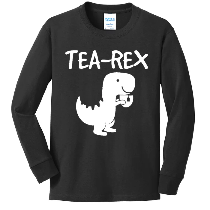 Tyrannosaurus Rex Tea Dino Man Woman Party Funny Design Kids Long Sleeve Shirt