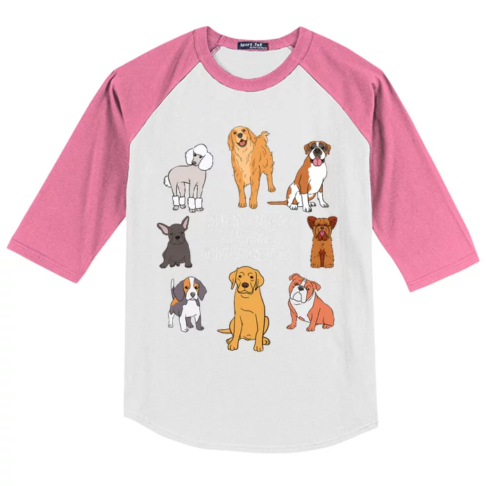 The Road To My Heart Is Paved With Happy Groomed Dogs Grooming Groomer Kids Colorblock Raglan Jersey