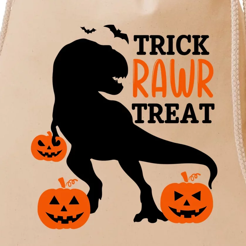 Trick Rawr Treat Dinosaur Bats Pumpkins Jack O Lanterns Funny Gift Drawstring Bag