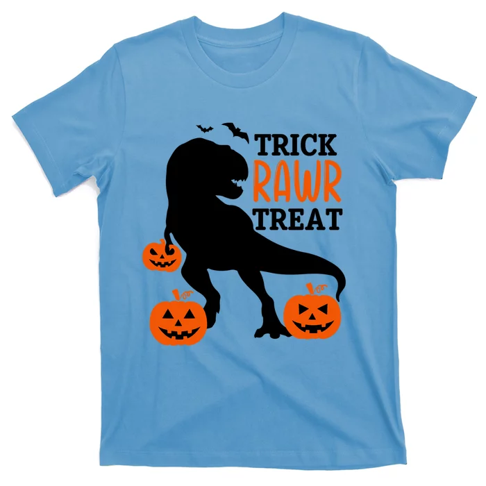 Trick Rawr Treat Dinosaur Bats Pumpkins Jack O Lanterns Funny Gift T-Shirt