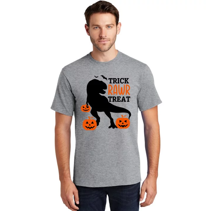 Trick Rawr Treat Dinosaur Bats Pumpkins Jack O Lanterns Funny Gift Tall T-Shirt