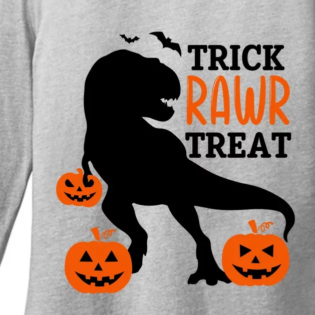 Trick Rawr Treat Dinosaur Bats Pumpkins Jack O Lanterns Funny Gift Womens CVC Long Sleeve Shirt