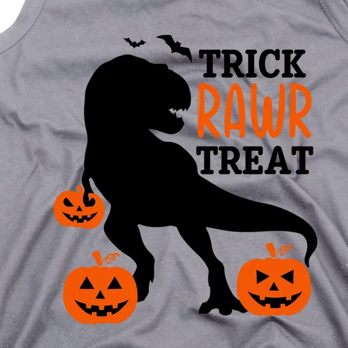 Trick Rawr Treat Dinosaur Bats Pumpkins Jack O Lanterns Funny Gift Tank Top