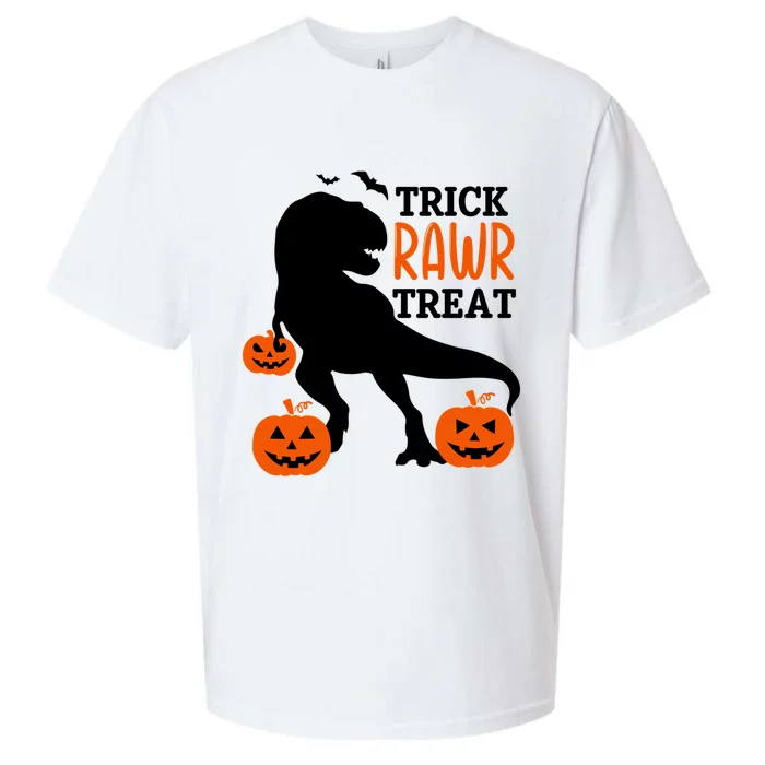 Trick Rawr Treat Dinosaur Bats Pumpkins Jack O Lanterns Funny Gift Sueded Cloud Jersey T-Shirt