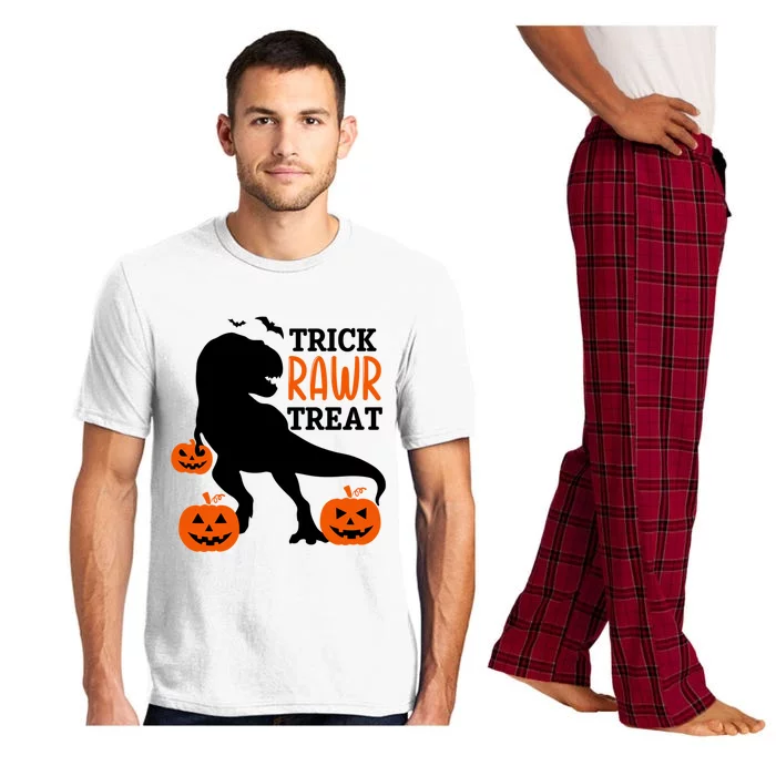 Trick Rawr Treat Dinosaur Bats Pumpkins Jack O Lanterns Funny Gift Pajama Set