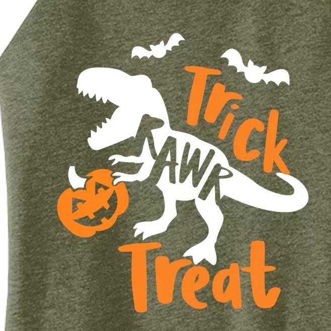 Trick Rawr Treat Dinosaur Halloween Funny With Pumpkin Gift Women’s Perfect Tri Rocker Tank