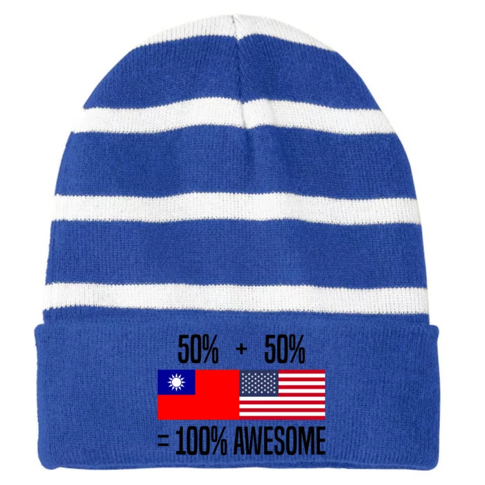 Taiwanese Roots Taiwan Heritage Taiwanese American Meaningful Gift Striped Beanie with Solid Band