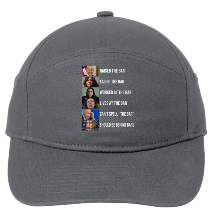 Trump Raised The Bar Failed The Bar Worked At The Bar 7-Panel Snapback Hat