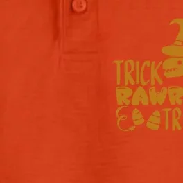 Trick Rawr Treat Dinosaur Halloween Tyrannosaurus Rex Gift Dry Zone Grid Performance Polo