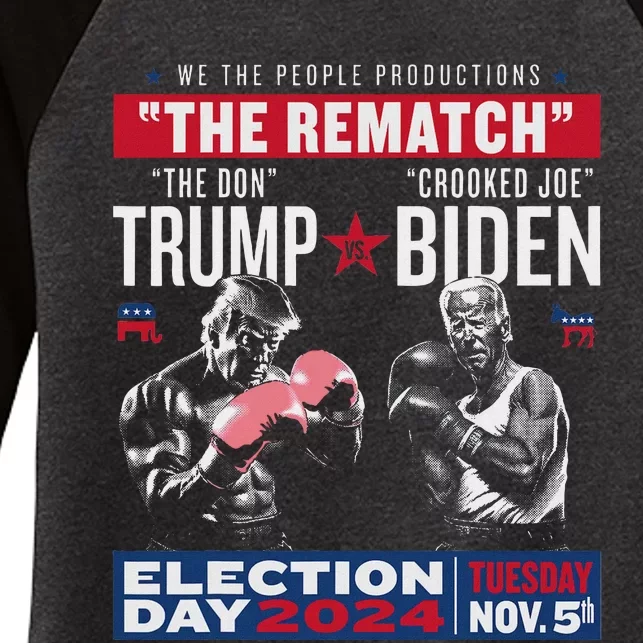 The Rematch: The Don And Crooked Joe Pro Trump 2024 Women's Tri-Blend 3/4-Sleeve Raglan Shirt