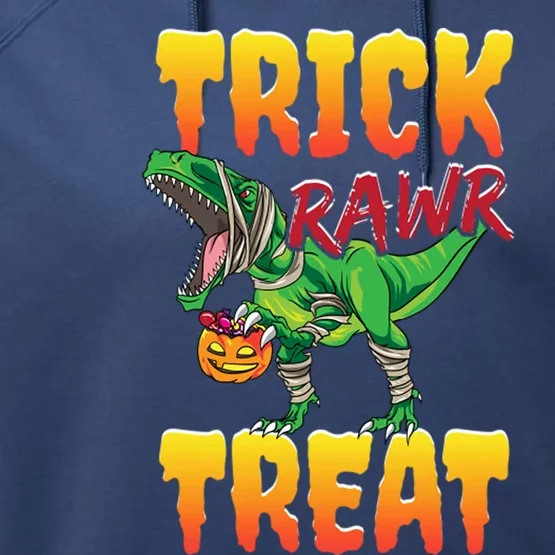 Trick Rawr Treat Dinosaur Trex Halloween Great Gift Performance Fleece Hoodie