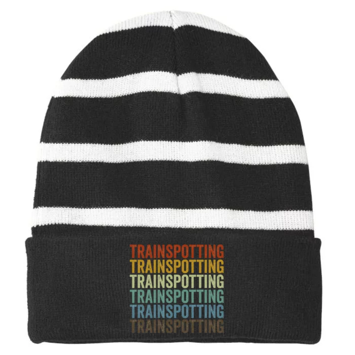 Trainspotting Retro Striped Beanie with Solid Band