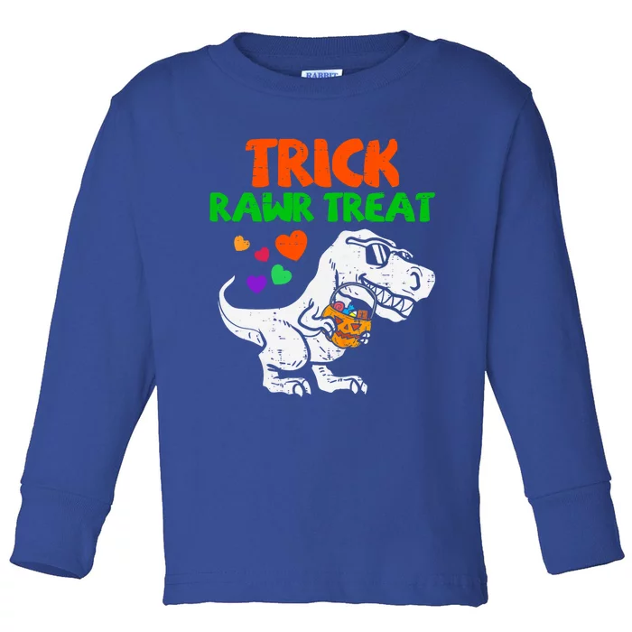 Trick Rawr Treat Dinosaur Trex Halloween Gift Toddler Long Sleeve Shirt