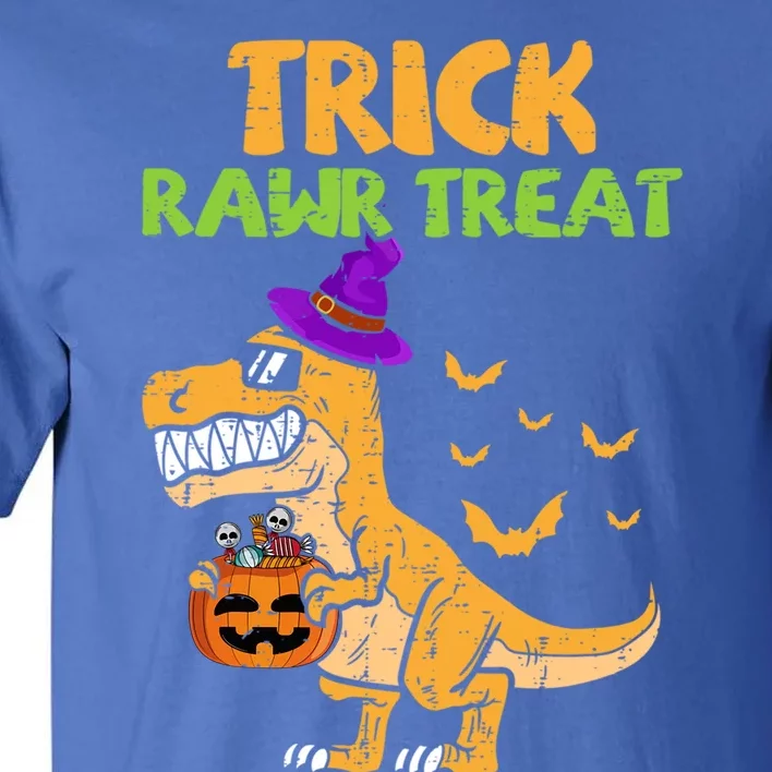 Trick Rawr Treat Dinosaur Trex Witch Pumpkin Funny Halloween Gift Tall T-Shirt