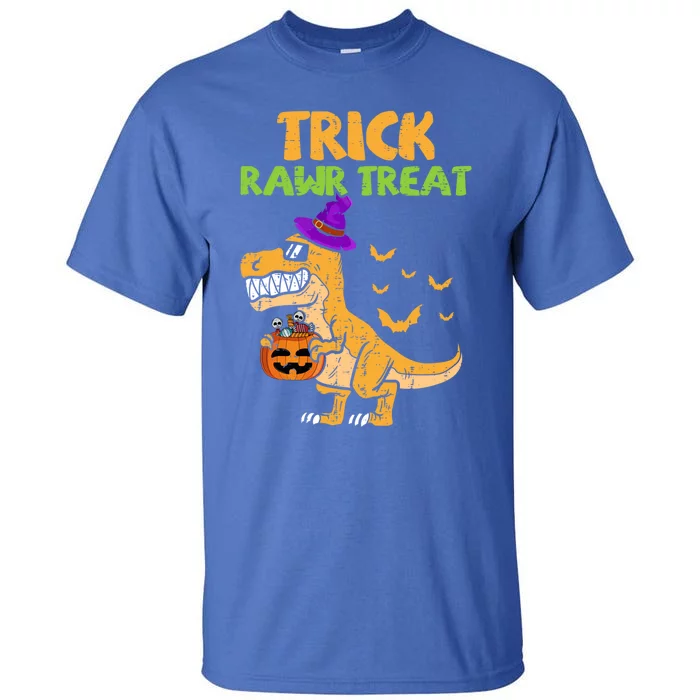 Trick Rawr Treat Dinosaur Trex Witch Pumpkin Funny Halloween Gift Tall T-Shirt